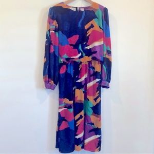 Vintage Andrea Gayle abstract print midi dress